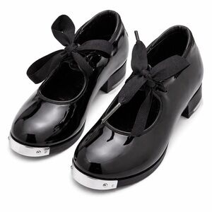 Weissman Black Patent Tap Shoes Size 8.5 Girls Dance Shoes